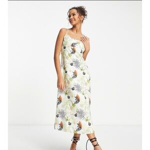 Charlie Holiday Women’s Ivory Mallorca Marina Linen Blend Midi Dress NWT 8 #1087